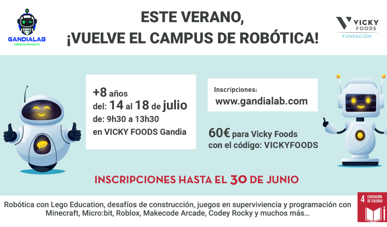 La Fundación Vicky Foods impulsa el Campus de Robótica 2025 en Gandia para acercar la tecnología a los más jóvenes